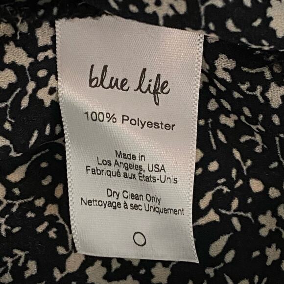 Blue Life Raven Top Floral Cold Shoulder Bell Sleeve Blouse Black Cream Women XS - Picture 10 of 11